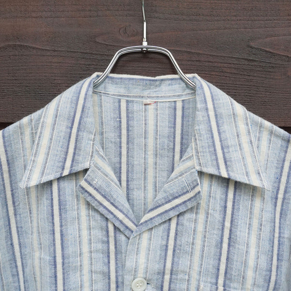 1950’s　フランス軍ストライプオープンカラーシャツ　《デッドストック》